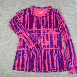 Under Armour Shirt Womens Large Pink Purple Coldgear Fitted Long Sleeve Workout